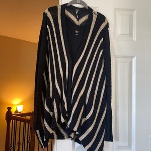 FREE PEOPLE Black Tan Circle Back Cardigan